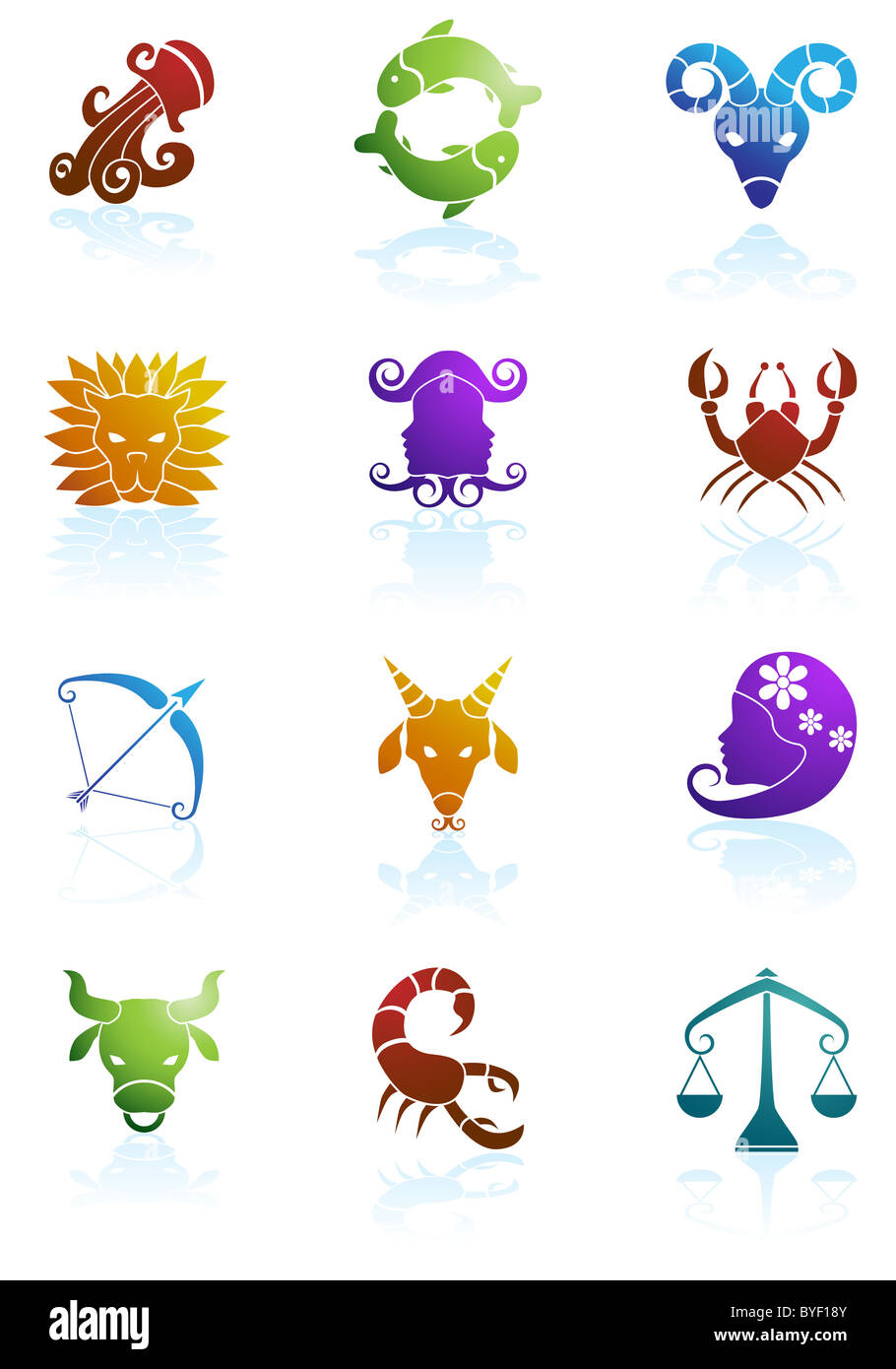 An image of the 12 zodiac symbols Stock Photo - Alamy