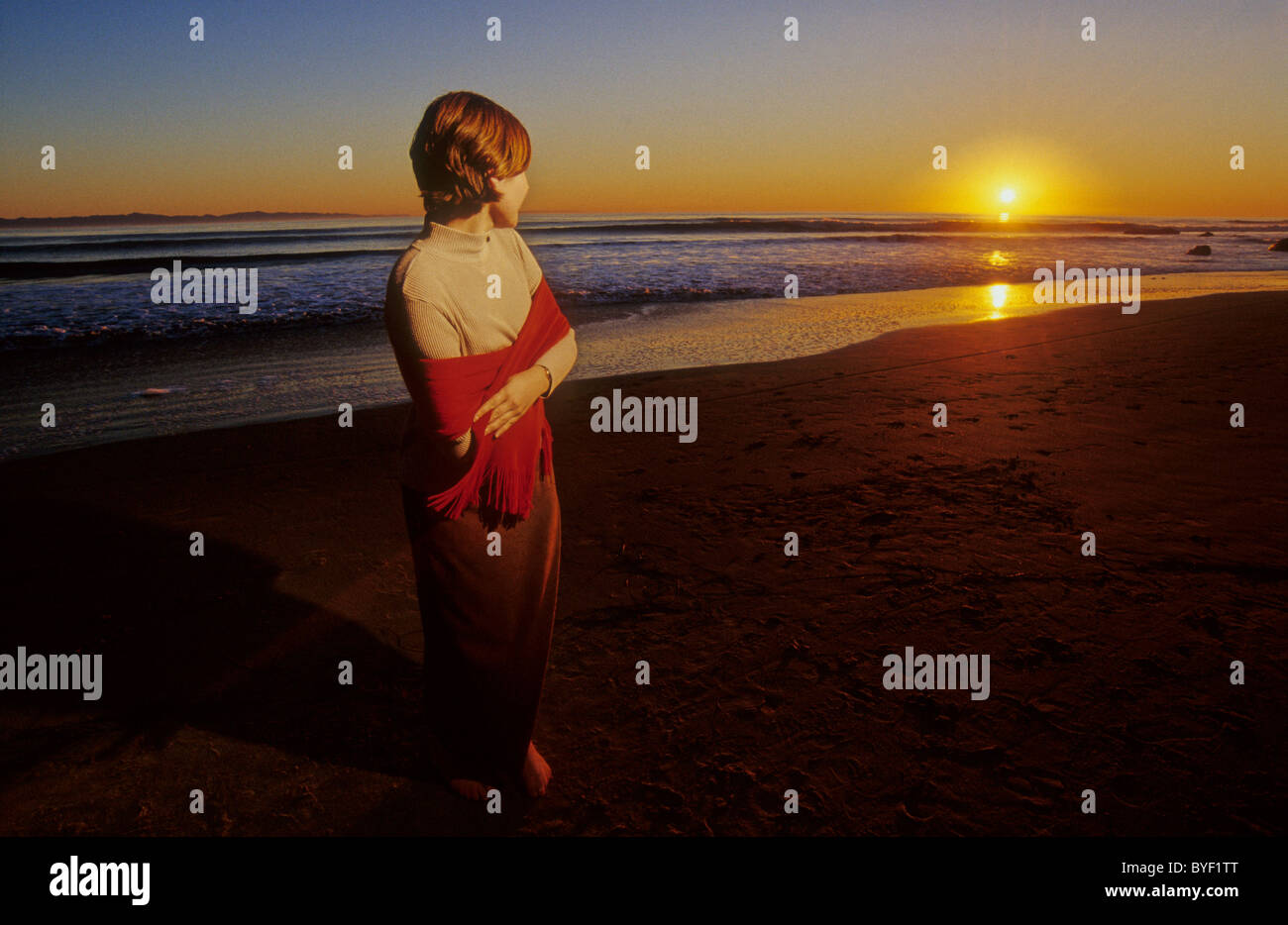 Woman enjoying rays sun beach hi-res stock photography and images - Alamy