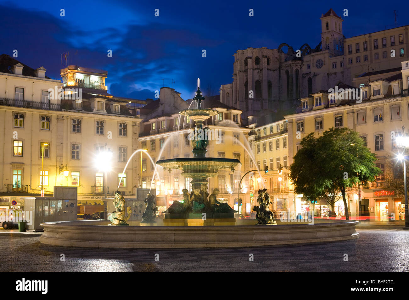 Rossio Square, Praça Dom Pedro IV, Baixa, Lisbon, Portugal Stock Photo