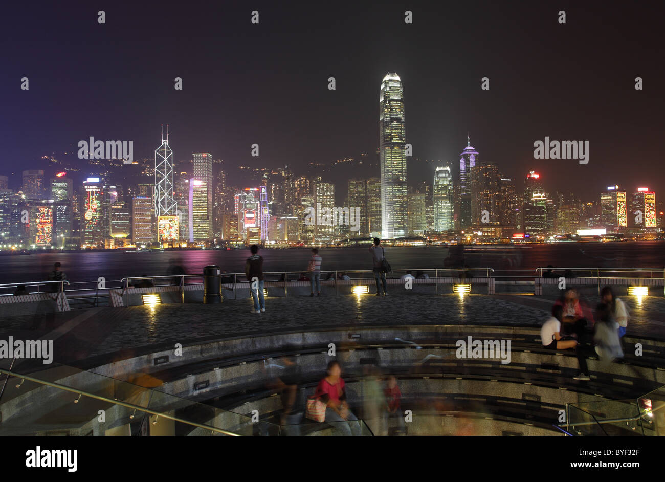 People enjoying the view over Hong Kong. Stock Photo