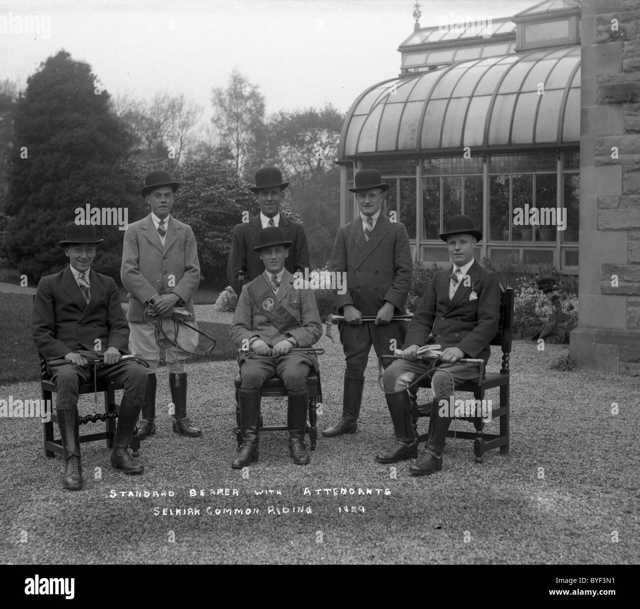 Selkirk Common Riding 1929 Standard Bearer and Attendants Stock Photo