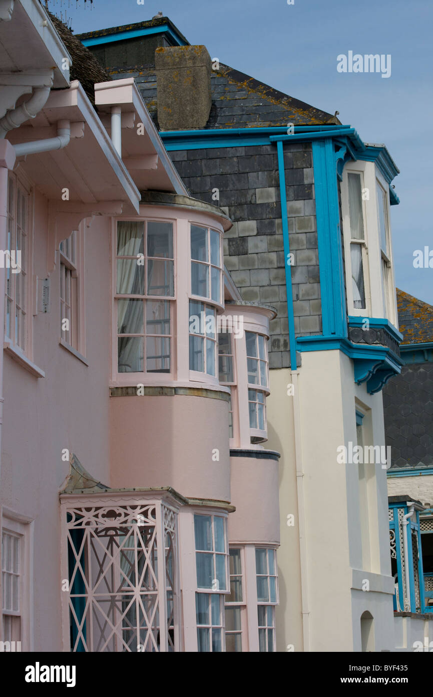 Colourful houses on the Marine Parade in Lyme Regis Stock Photo