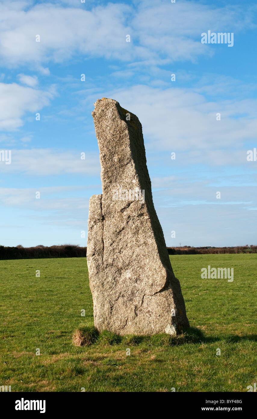 the larger of two ' pipers stones ' near lamorna in cornwall, uk Stock Photo