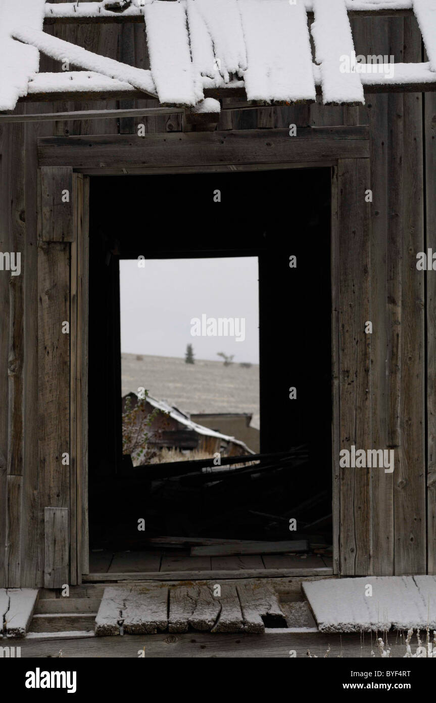Gilmore, Idaho, Ghost Town, winter, snow, cabin Stock Photo Alamy
