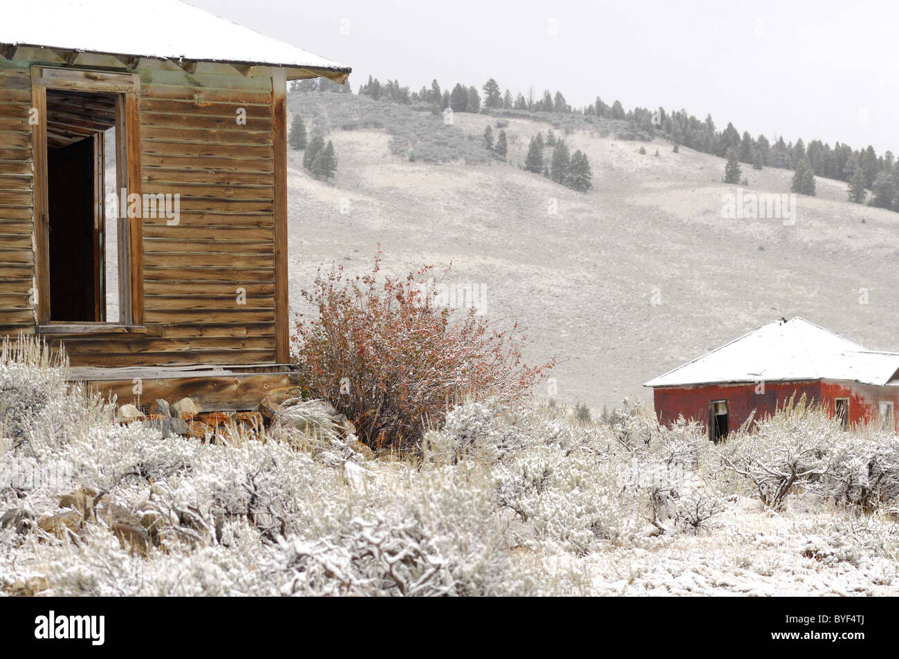 Gilmore, Idaho, Ghost Town, winter, snow, cabin Stock Photo Alamy