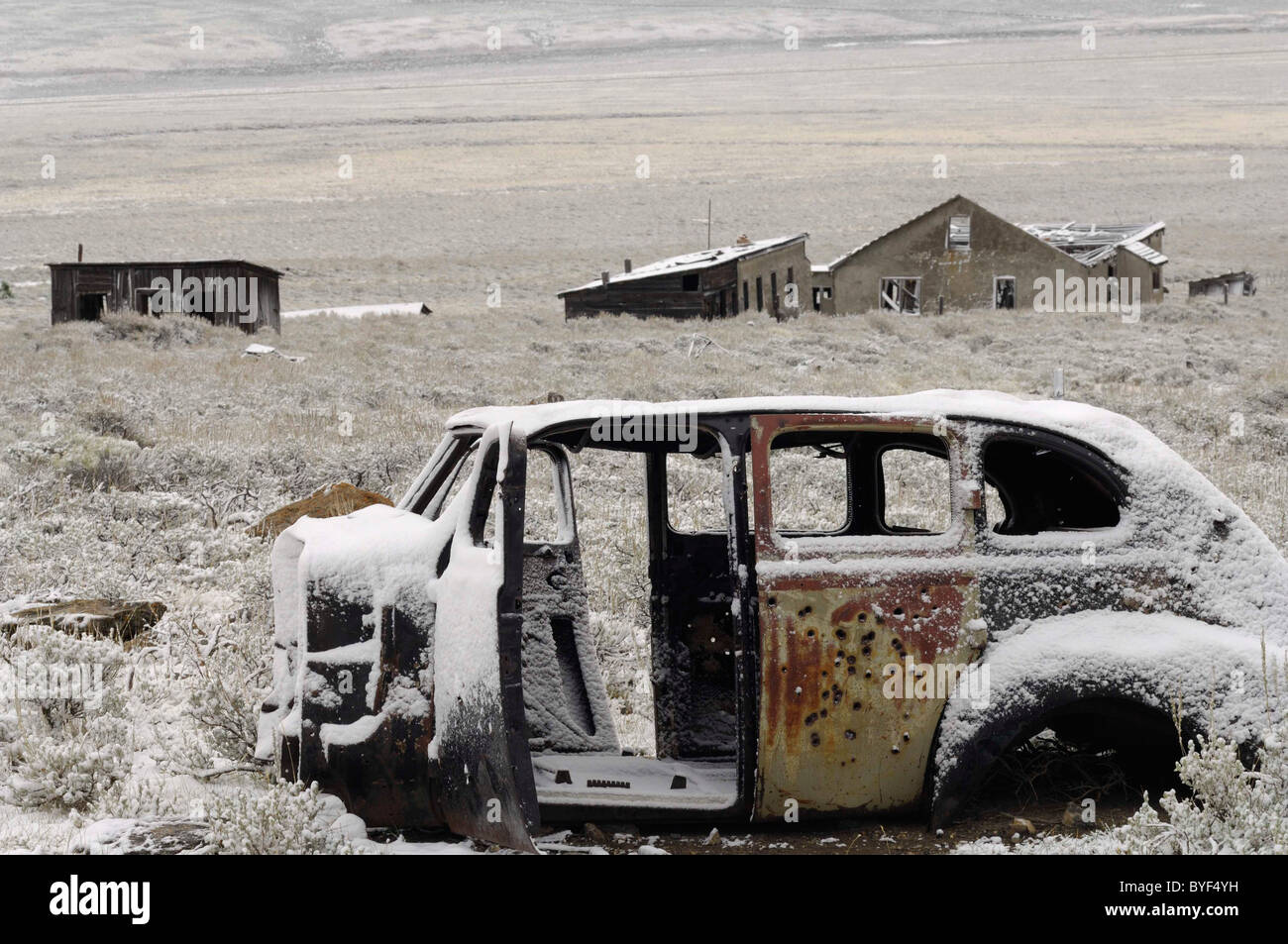 Gilmore, Idaho, Ghost Town, winter, snow, cabin Stock Photo Alamy