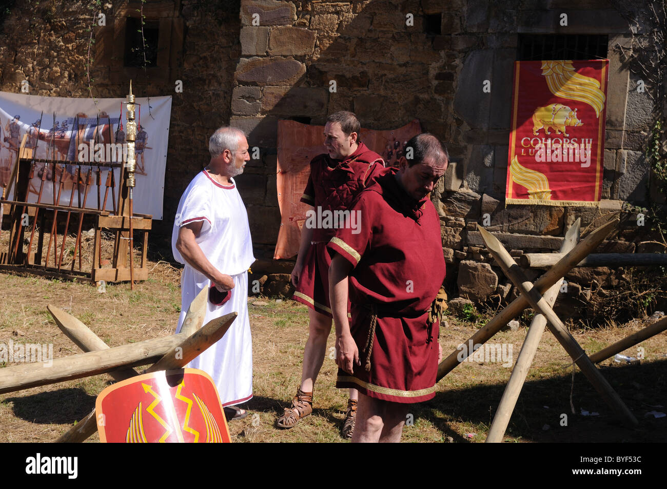 Roman camp . ' Astur-Roman Festival of  La Carisa '  CARABANZO  Asturias SPAIN. Stock Photo