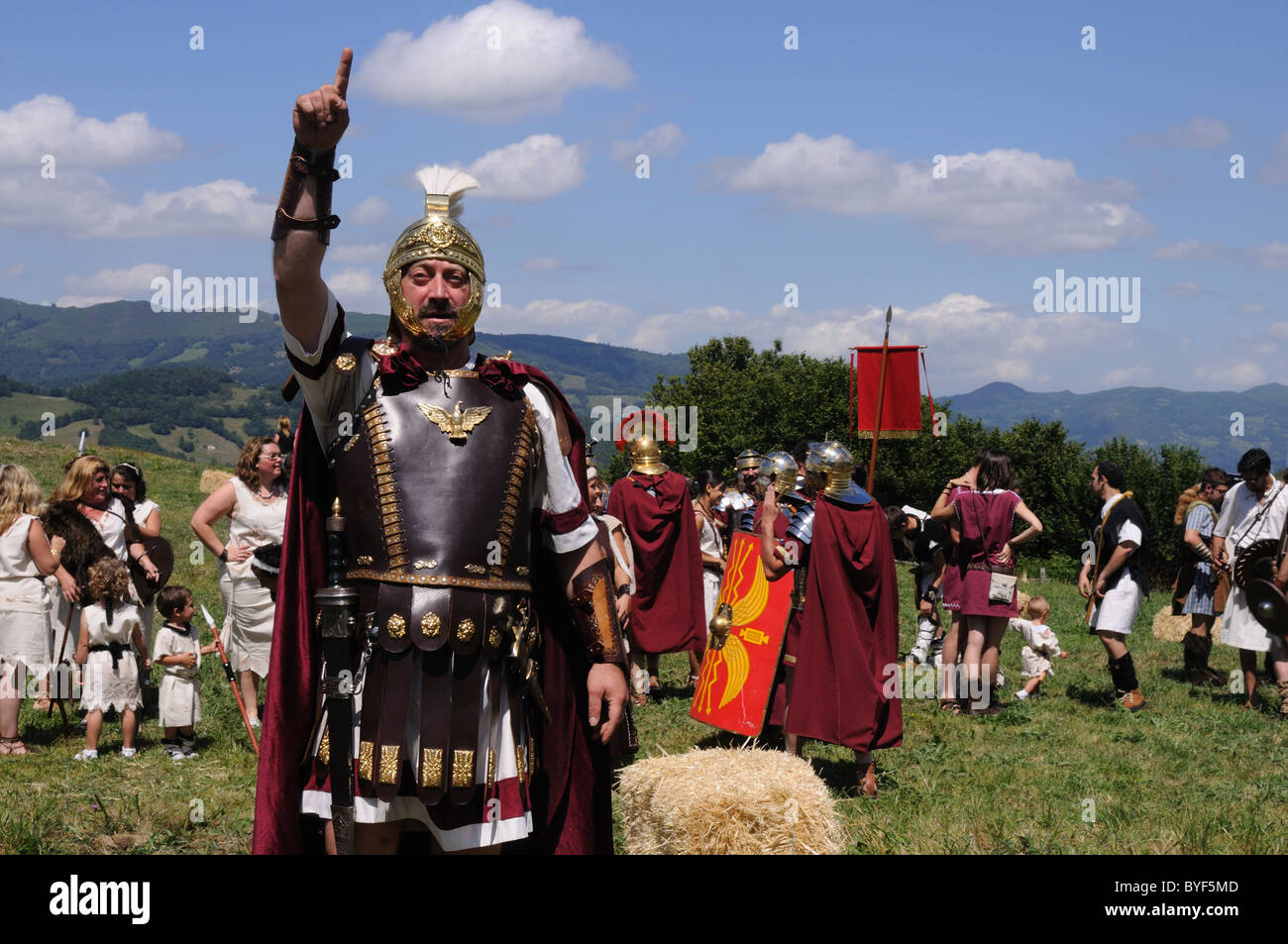 Roman  legionnaires. ' Astur-Roman Festival of  La Carisa '  CARABANZO  Asturias SPAIN. Stock Photo