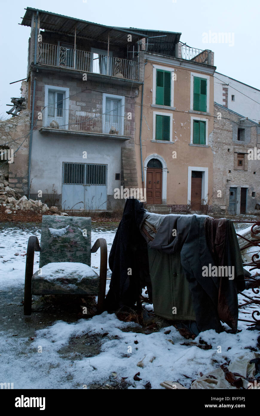 2009 l'Aquila earthquake. View of Castelnuovo village, which had the most of territory destroyed. Stock Photo