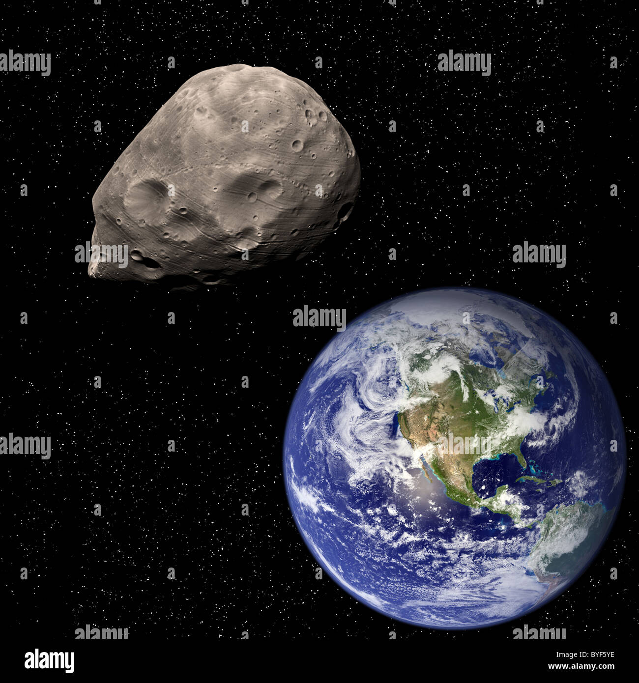 Asteroid heading for Earth. Stock Photo