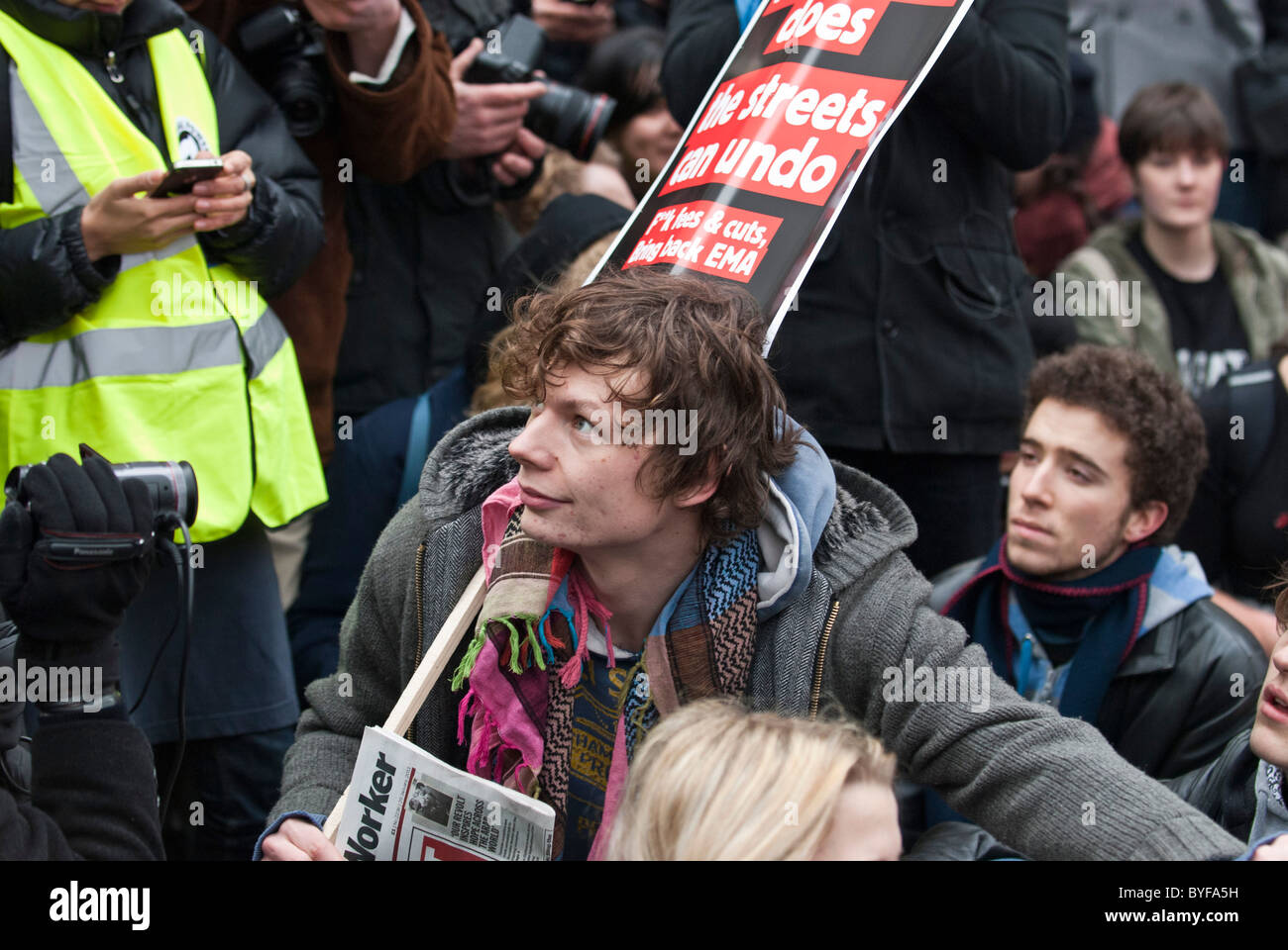 Student Protester placard University fees scrapping educational