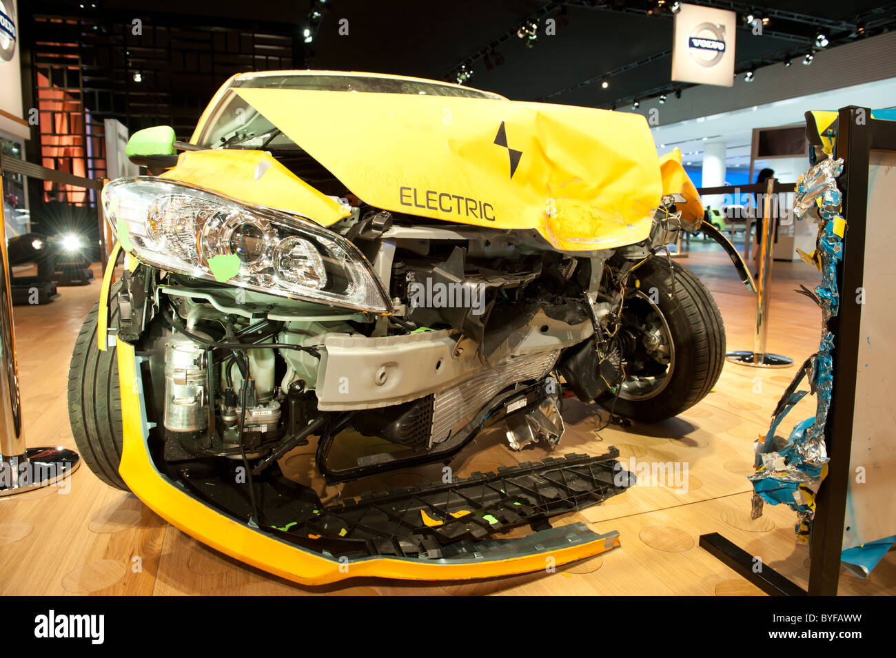 Impact-tested Volvo C30 electric car at the 2011 North American International Auto Show in Detroit Stock Photo