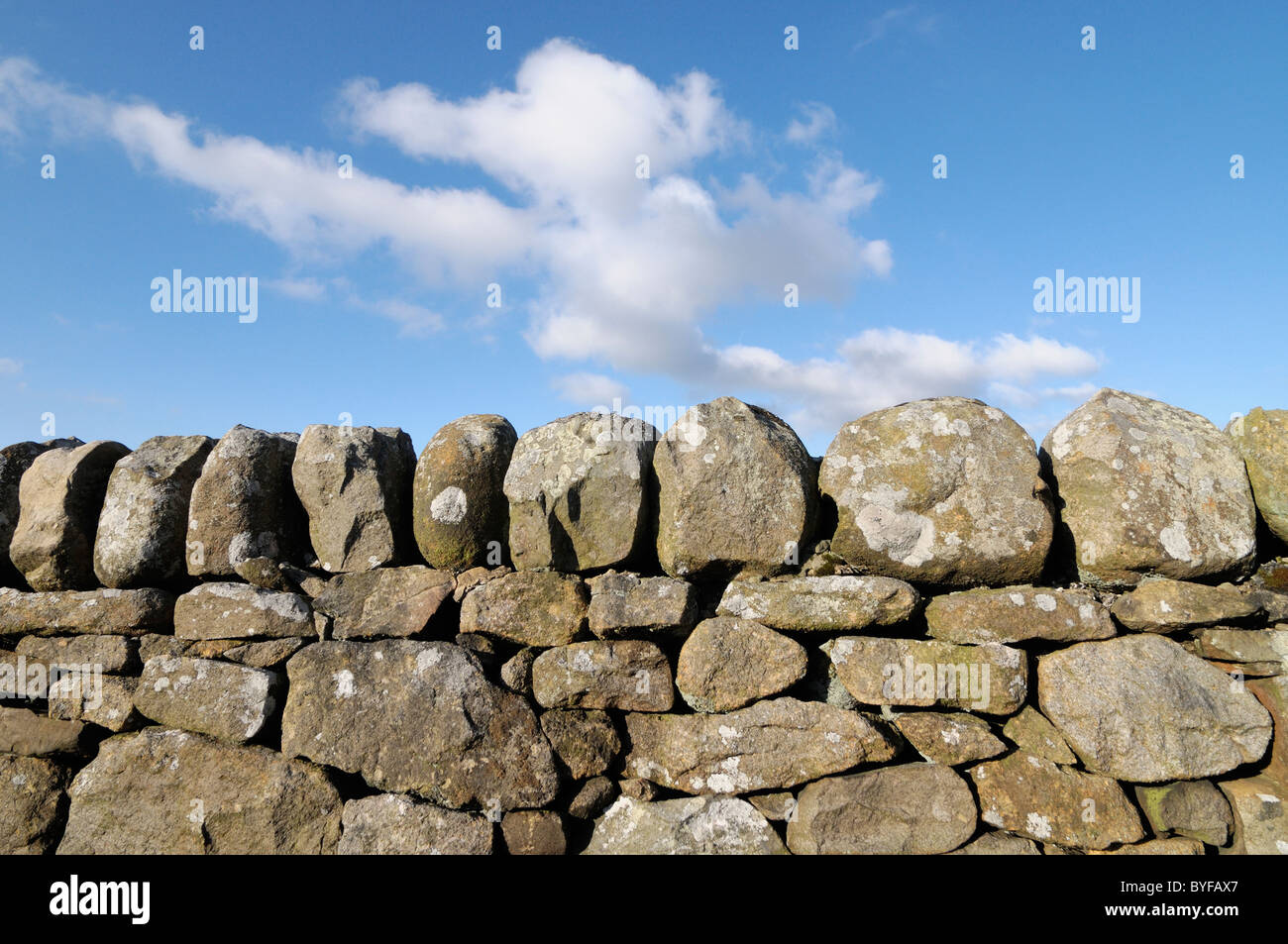A typical dry stone wall in Lancashire. Stock Photo