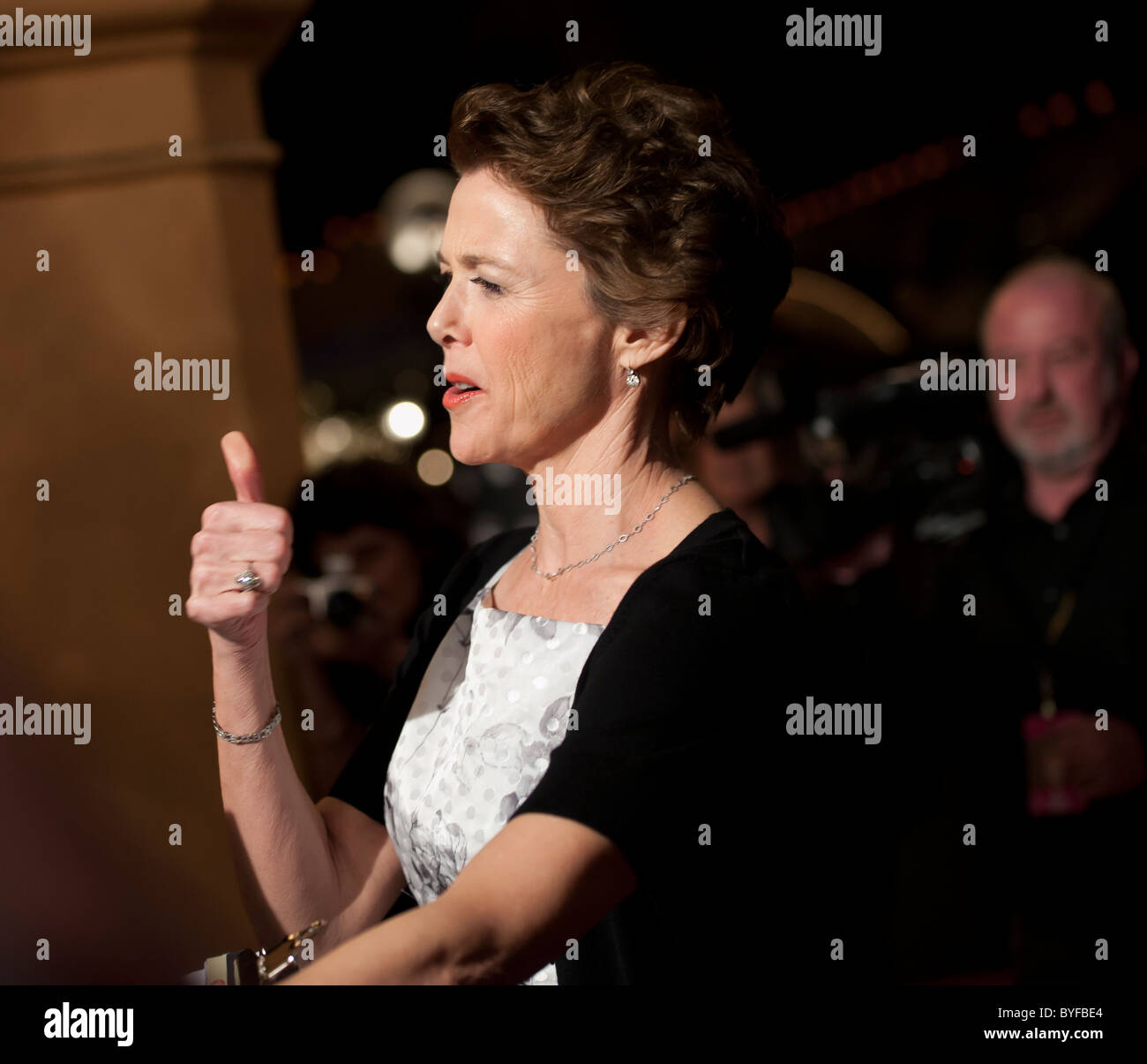 Oscar Nominee Annette Bening Gives The Thumbs Up At The 26th Santa