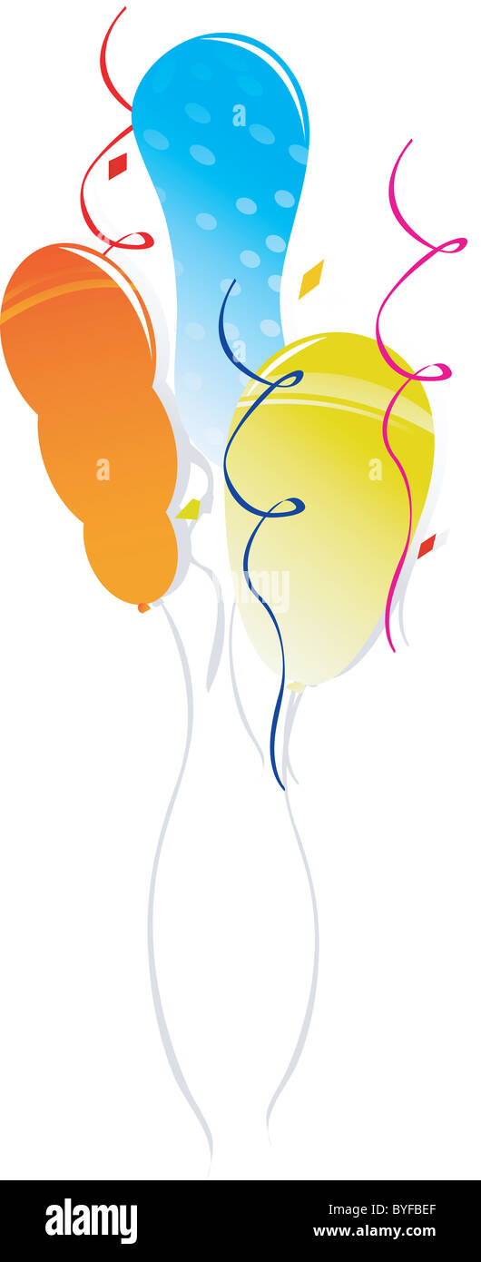 Illustration of three decoration balloons with ribbons Stock Photo - Alamy