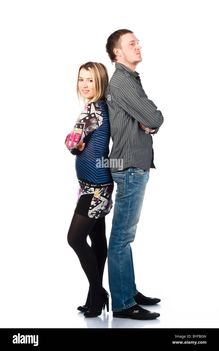 Portrait of a beautiful young happy couple isolated on white Stock ...