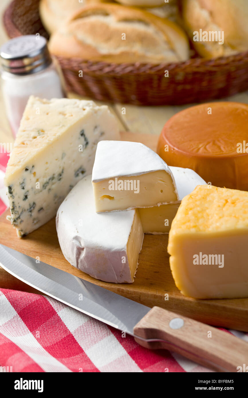 the still life with cheeses Stock Photo