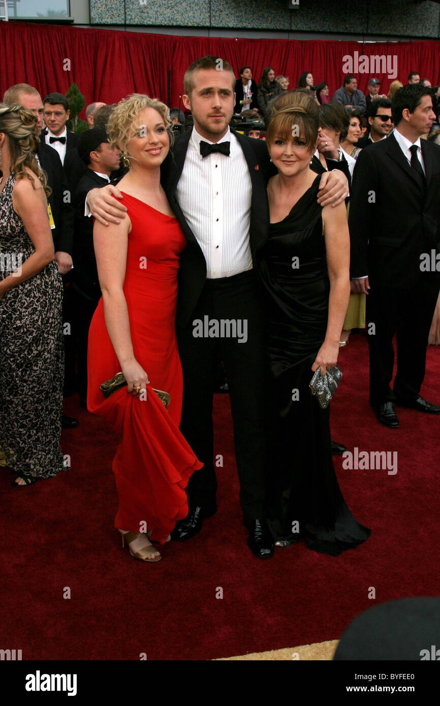 Ryan Gosling with sister Mandi Gosling and mother Donna Gosling The