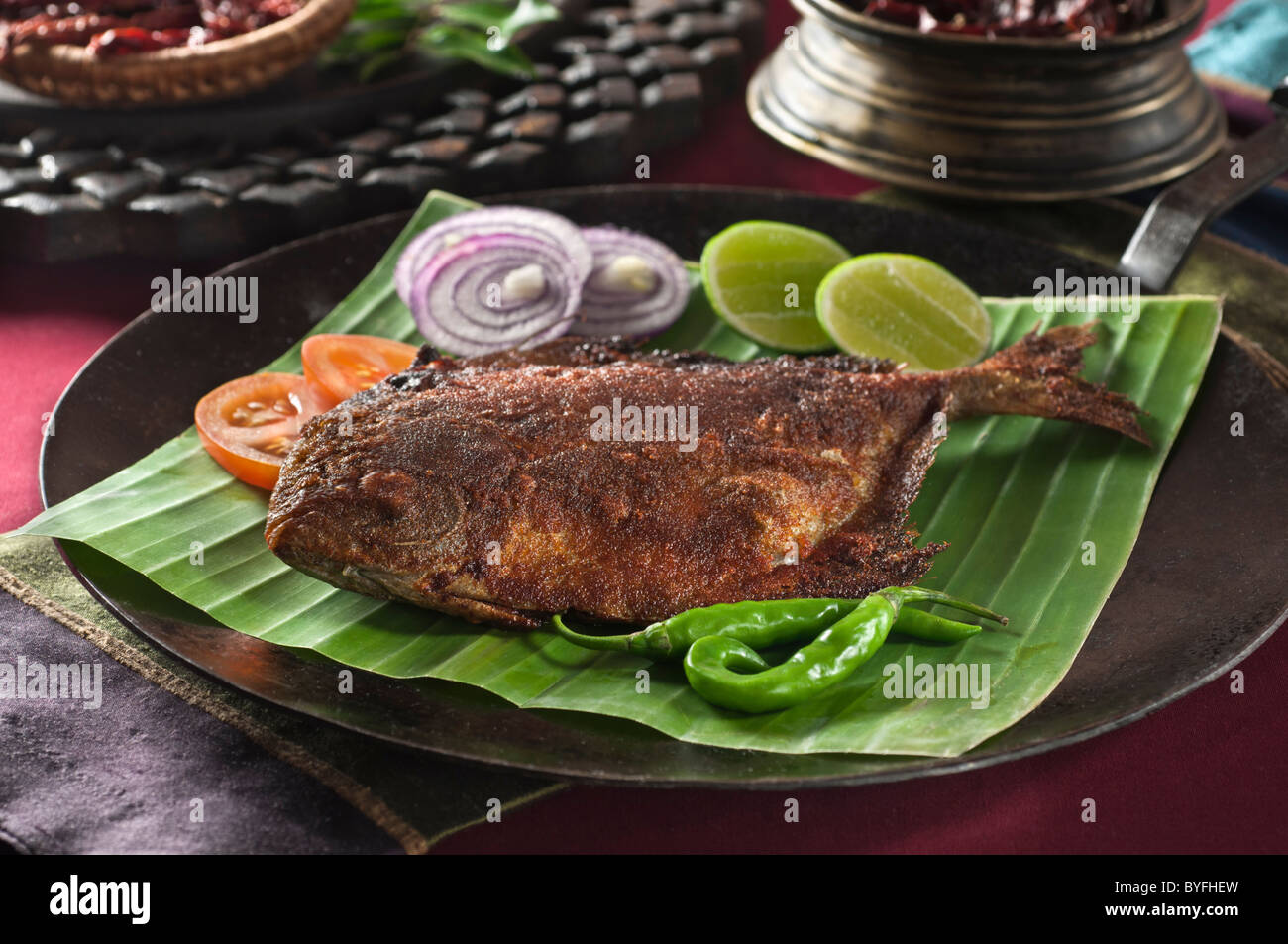 Pomfret recheado Spiced stuffed pomfret fish Goa Food Stock Photo Alamy
