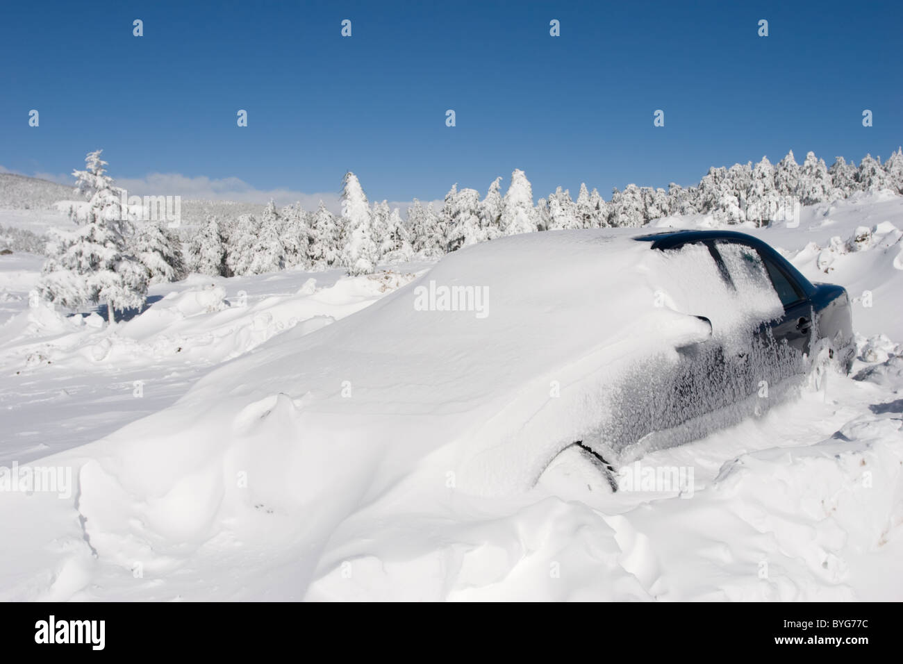 Car under snow Stock Photo