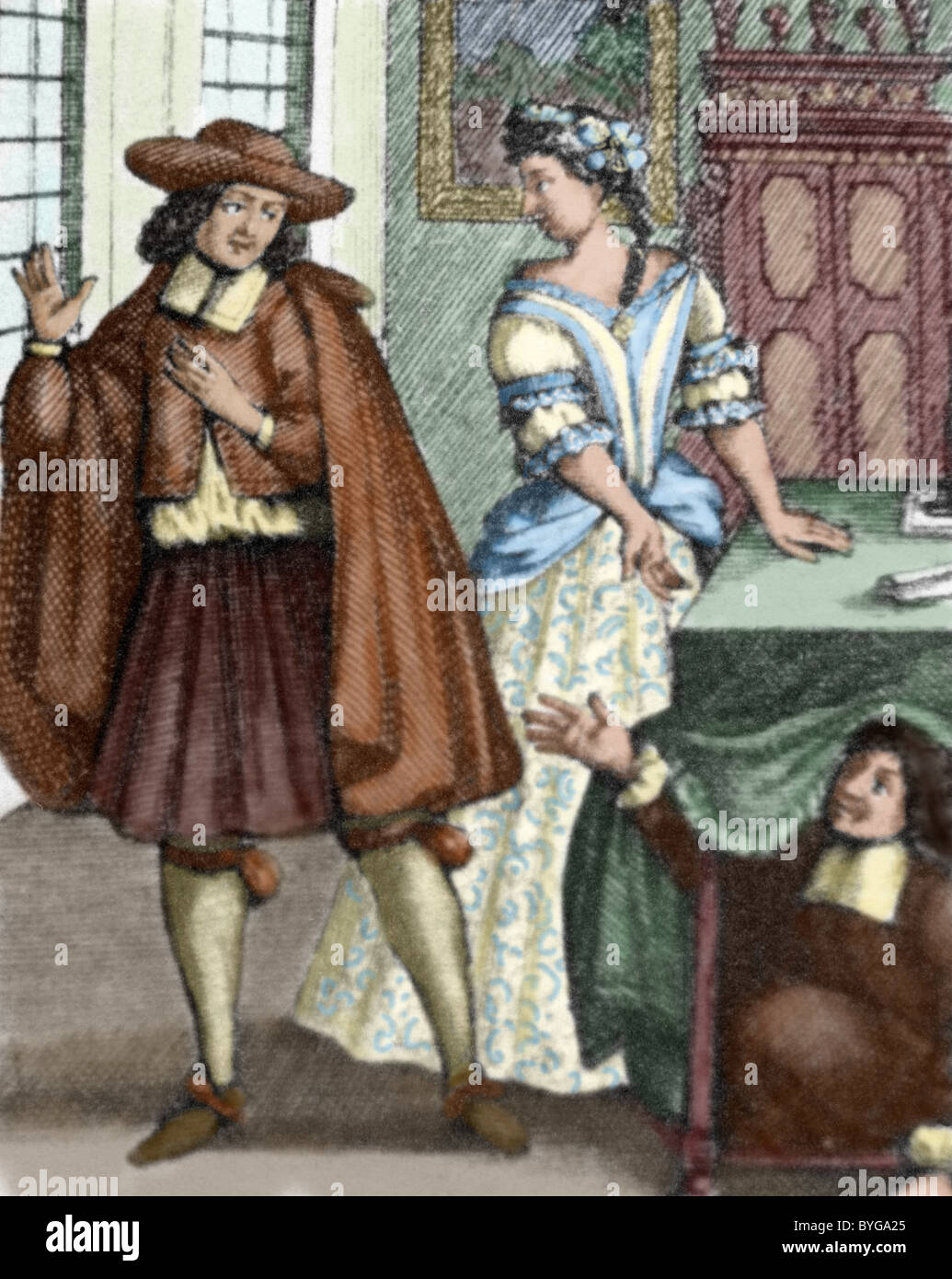 17th century france colored engraving comedy costume performance theater  hi-res stock photography and images - Alamy