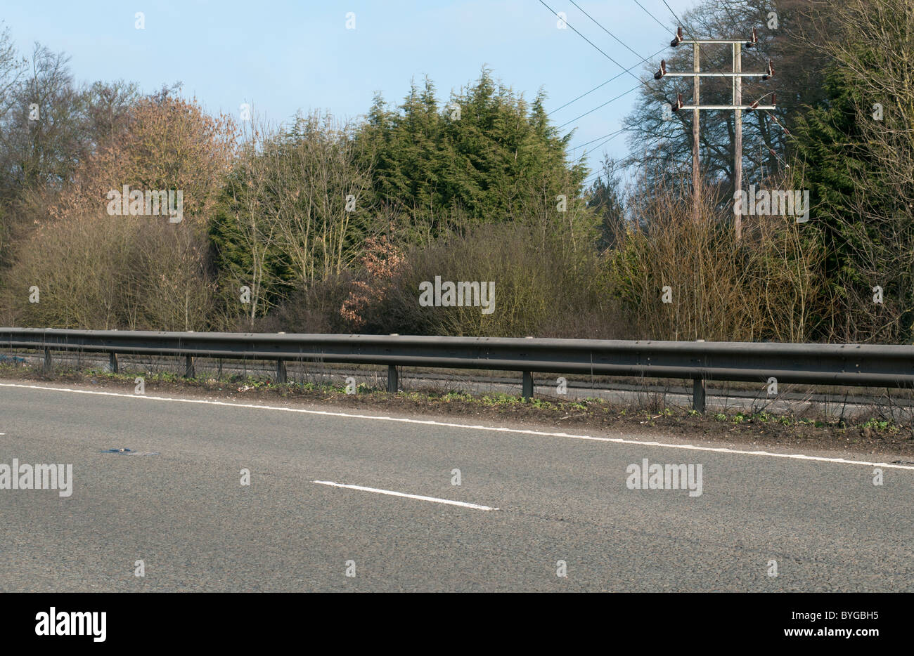 Crash Barrier on Road Stock Photo
