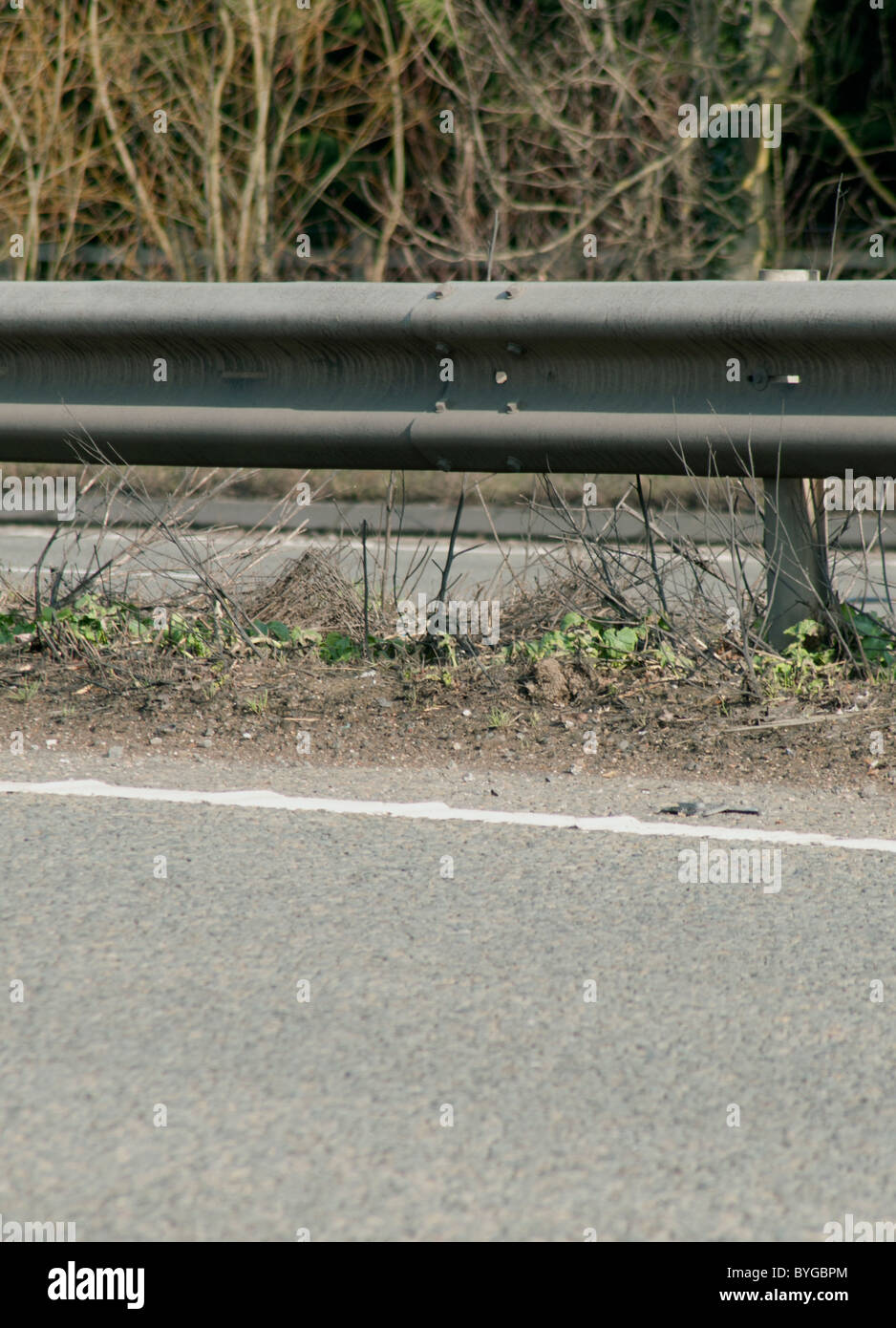 Crash Barrier on Road Stock Photo