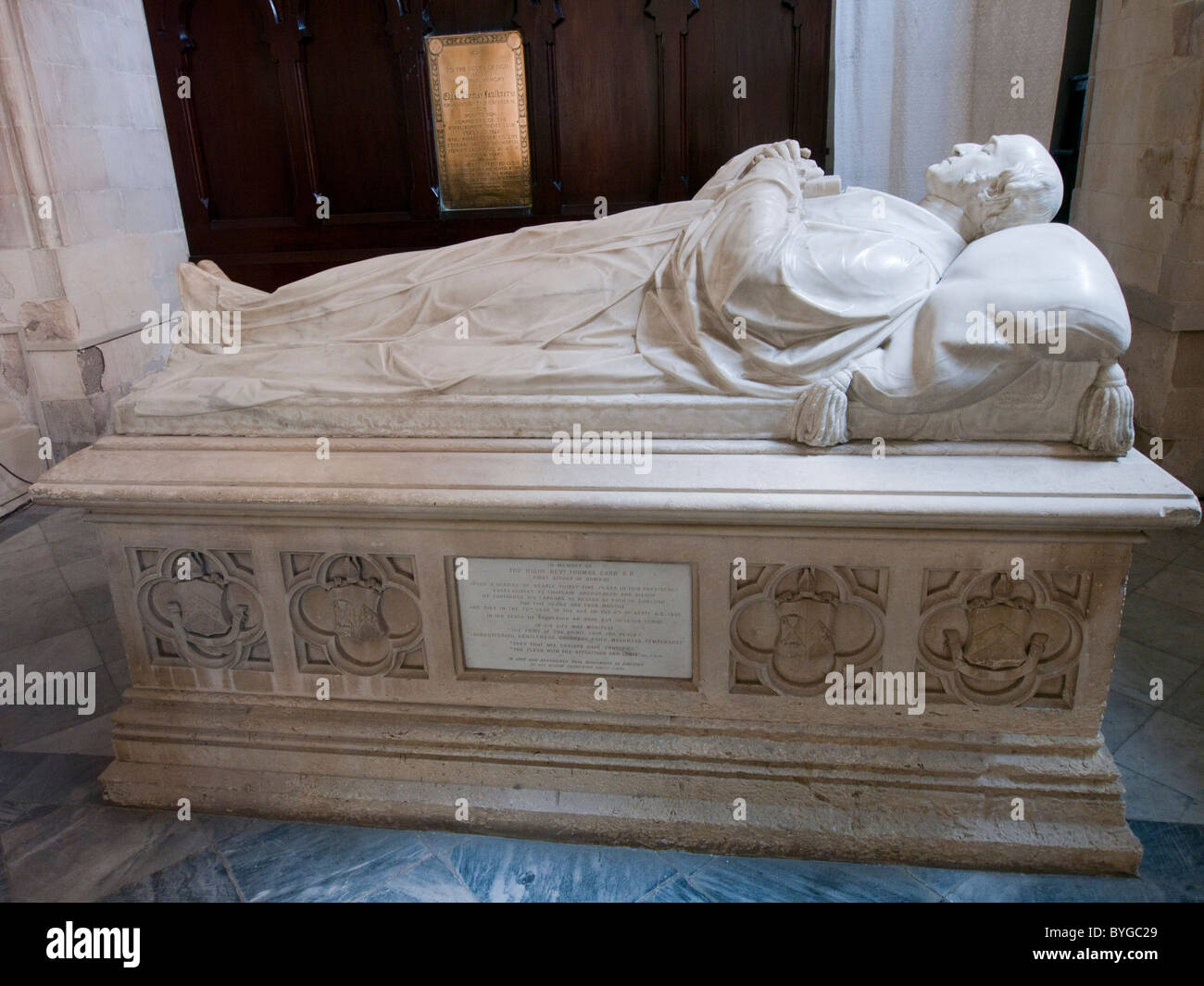 Monument in memory of Reverend Thomas Carr who was the first Bishop of Bombay in St Thomas Cathedral in Mumbai India Stock Photo