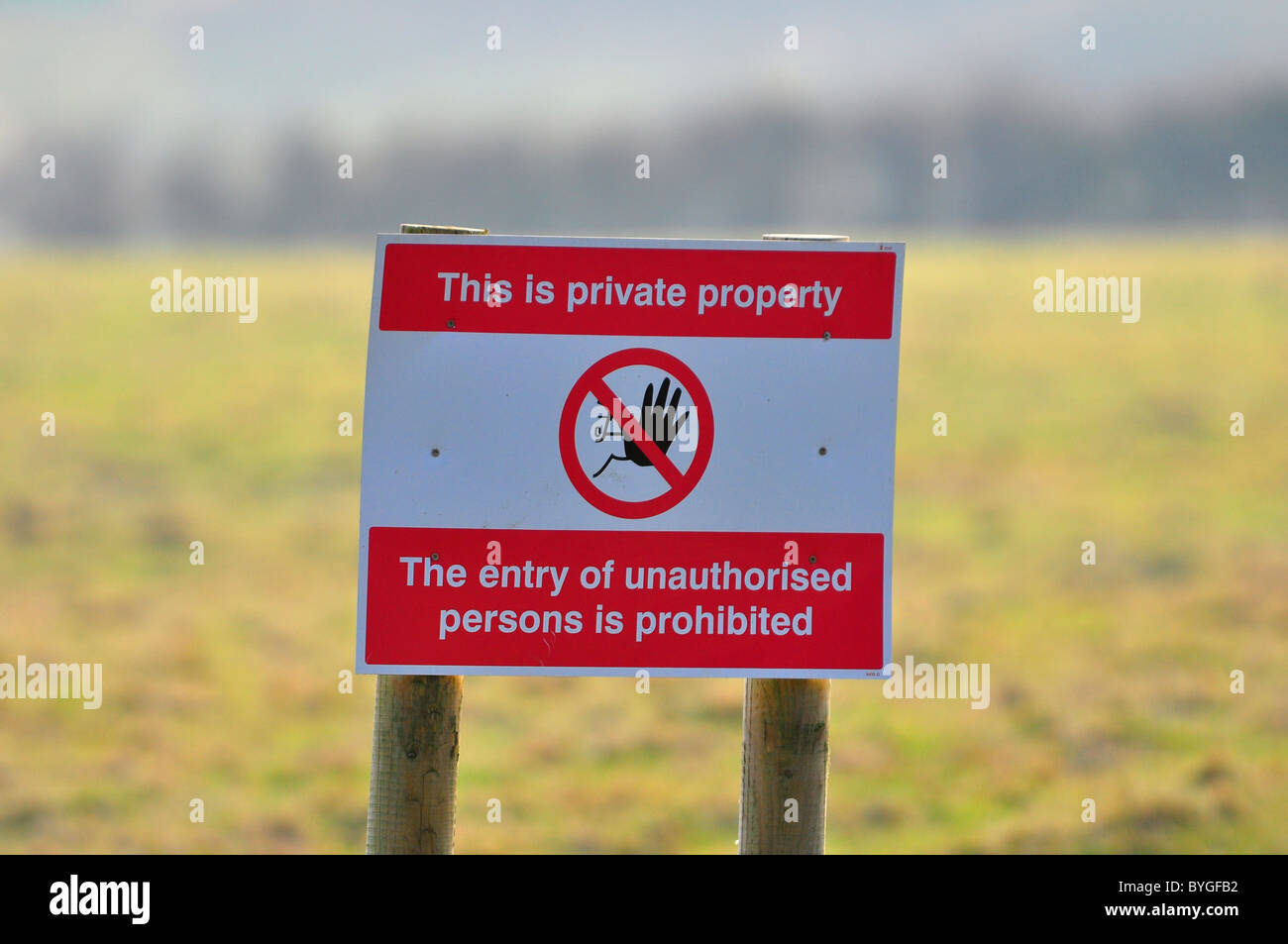 Private Property Warning Notice On Display In Countryside Stock Photo 