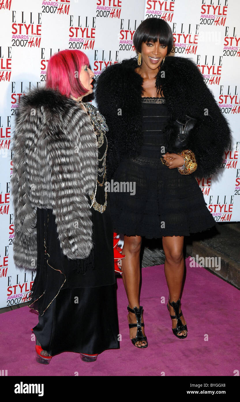 Zara Rhodes and Naomi Campbell ELLE Stlye Awards - Arrivals The Roundhouse  London, England - 12.2.07 Stock Photo - Alamy