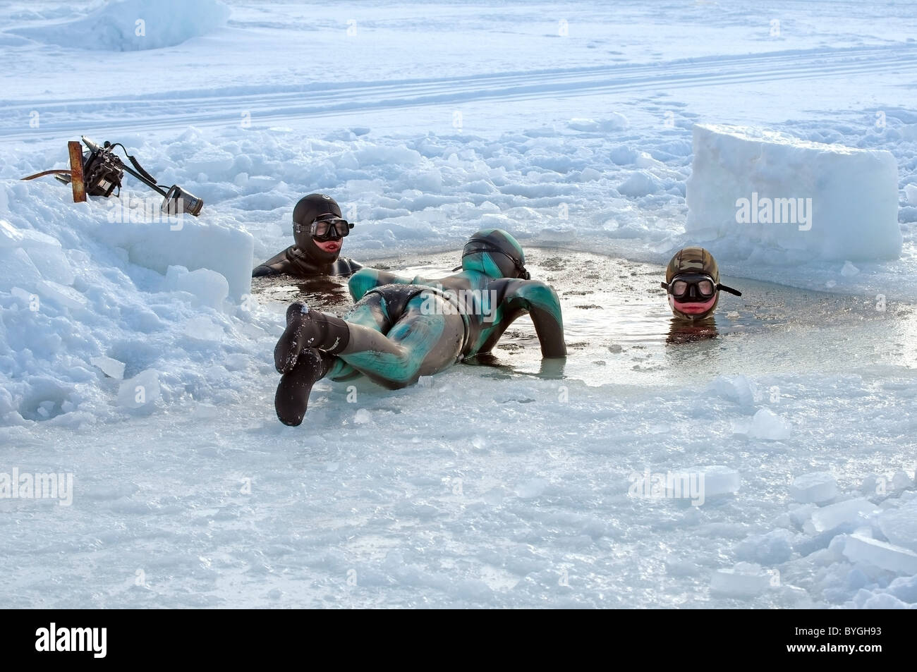 under ice freediving Stock Photo Alamy