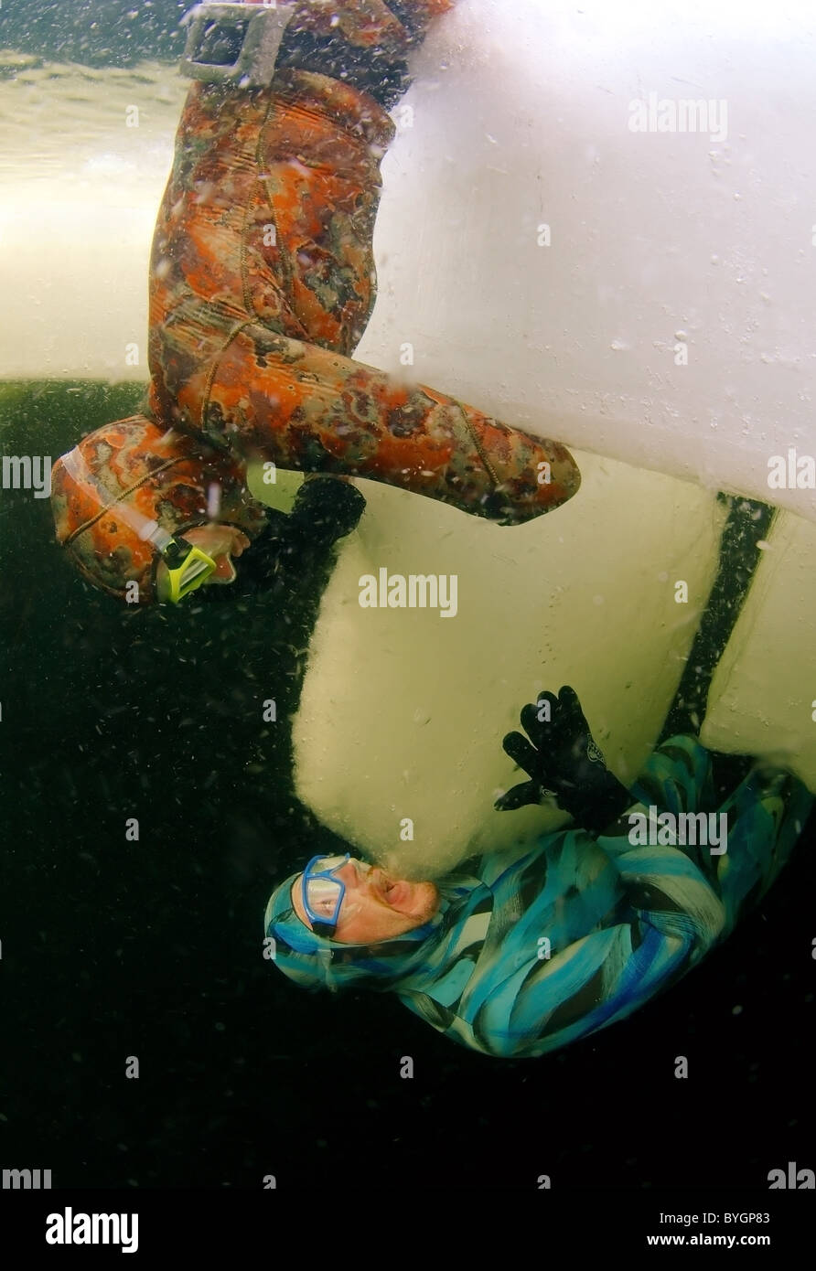 under ice freediving Stock Photo Alamy