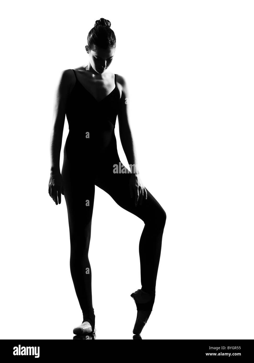 beautiful caucasian tall woman ballet dancer standing pose full length