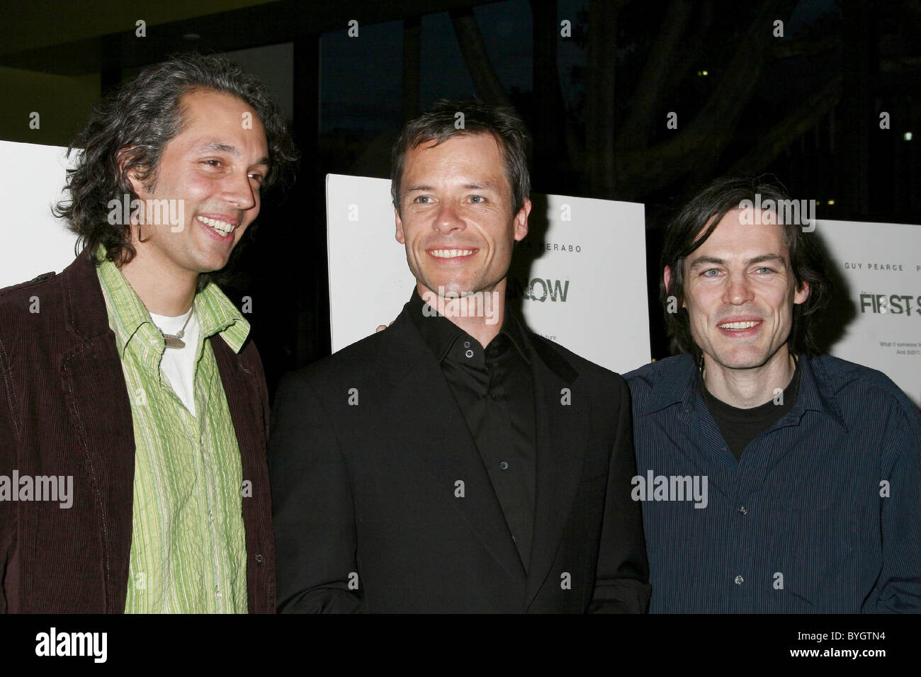 Hawk Ostby, Guy Pearce and Mark Fergus The Los Angeles premiere of 'First Snow' at The Writers Guild Theatre- Arrivals Beverly Stock Photo
