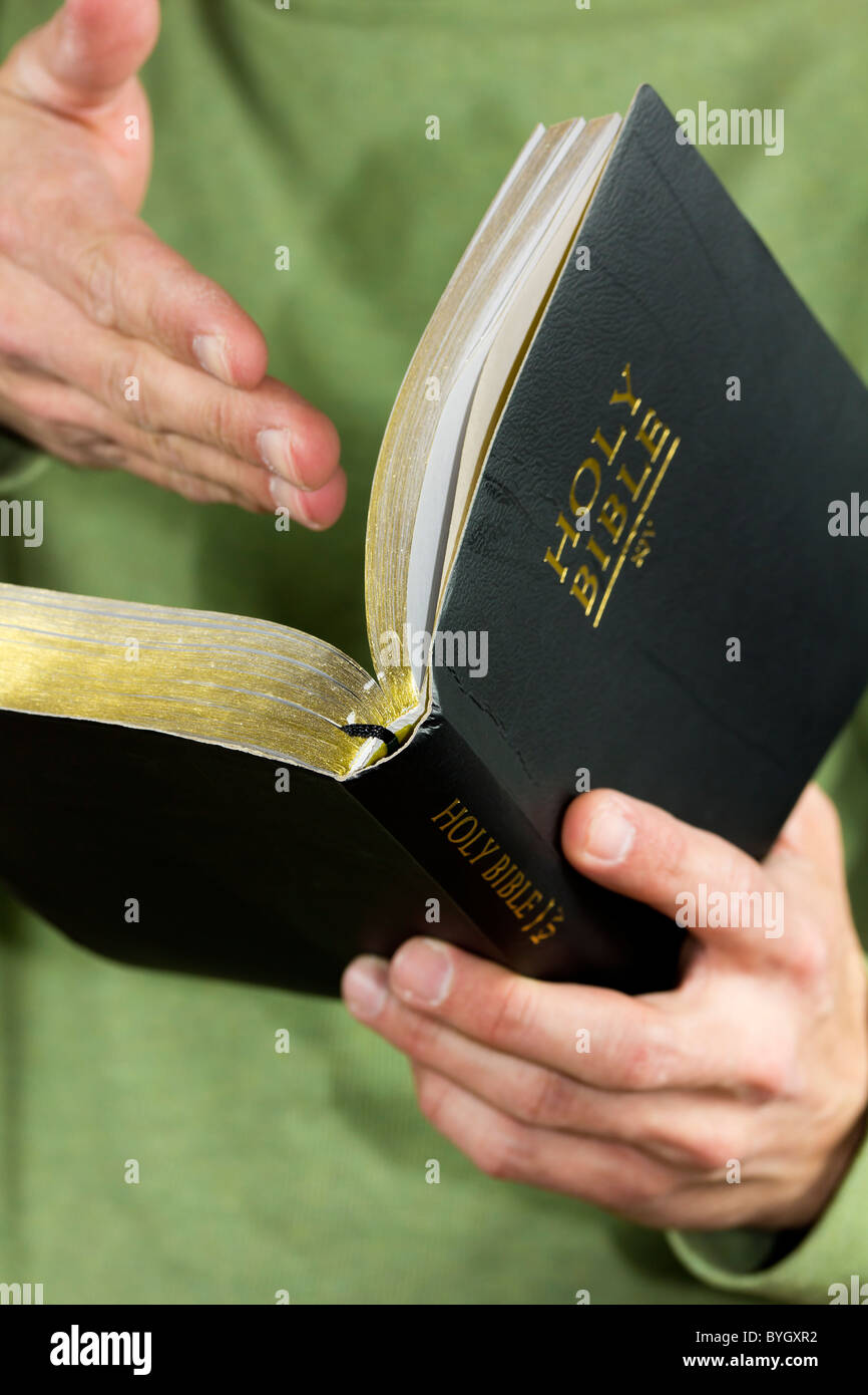 Preaching the Holy Bible. Stock Photo
