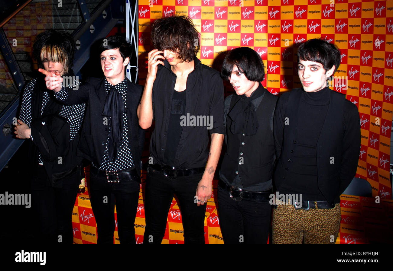 The Horrors play a free show and sign copies of their debut album 'Strange House,' released today at Virgin Megastore London, Stock Photo