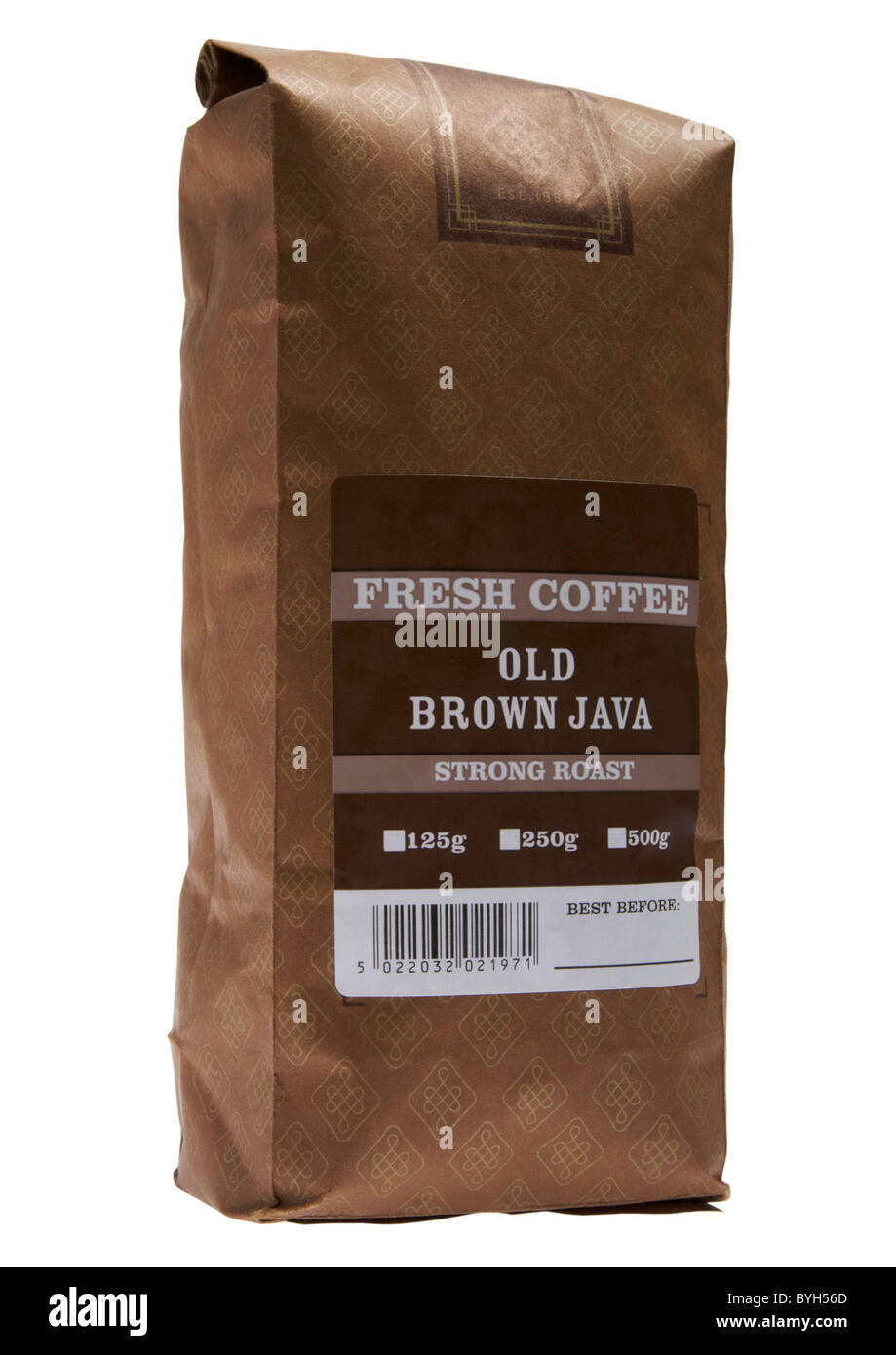 Bag of coffee beans on white background Stock Photo - Alamy