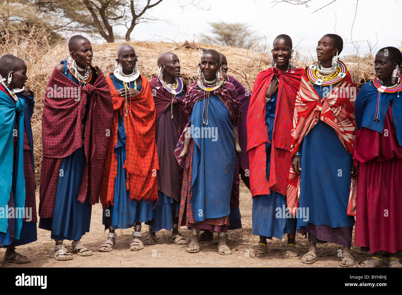 Masai women in a Masai village, near Ngorongoro Nature Reserve, Tanzania, Africa Stock Photo