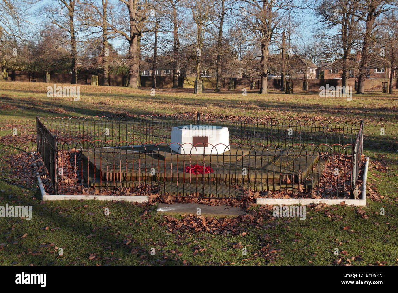 Memorial marker to the United States Army Air Forces WWII base in Bushy Park, West London, UK. Stock Photo