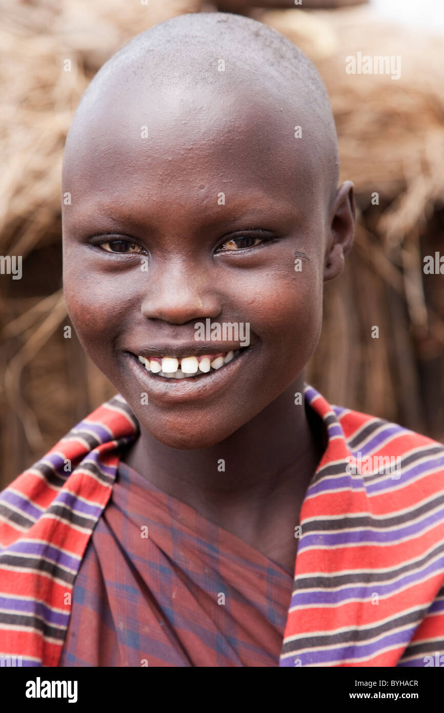 portrait of Maasai in northern Tanzania, Africa Stock Photo