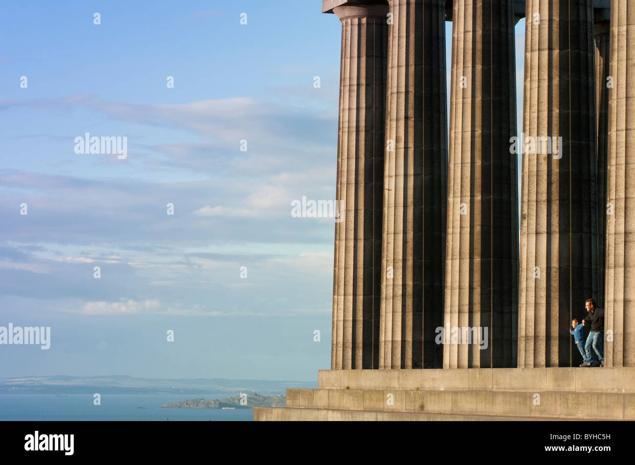 National Monument on Calton Hill in Edinburgh is memorial to Scots lost in Napoleonic Wars. Scotland. UK Stock Photo