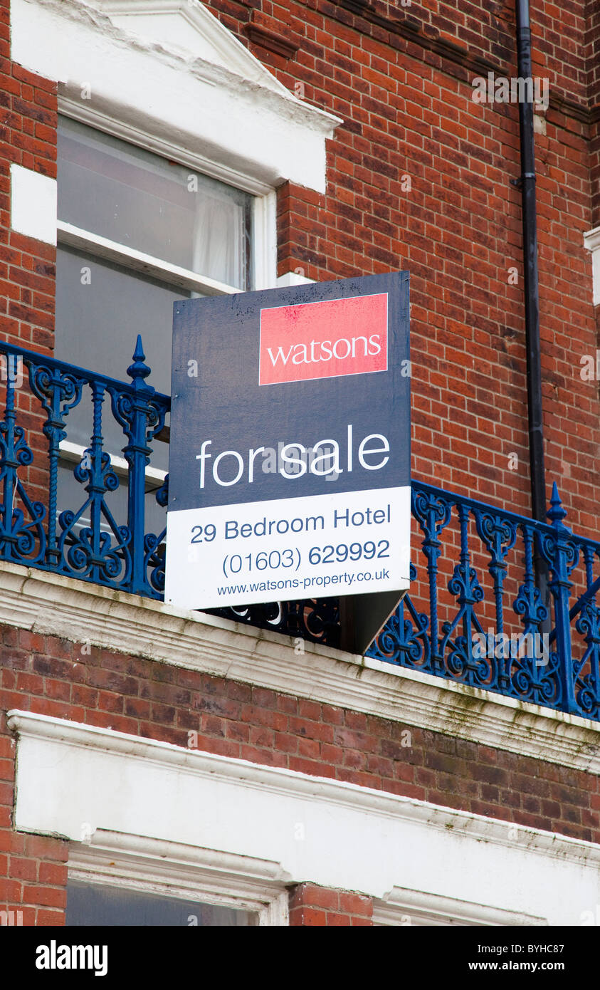 Hotel for Sale sign, Cromer, Norfolk, UK Stock Photo Alamy