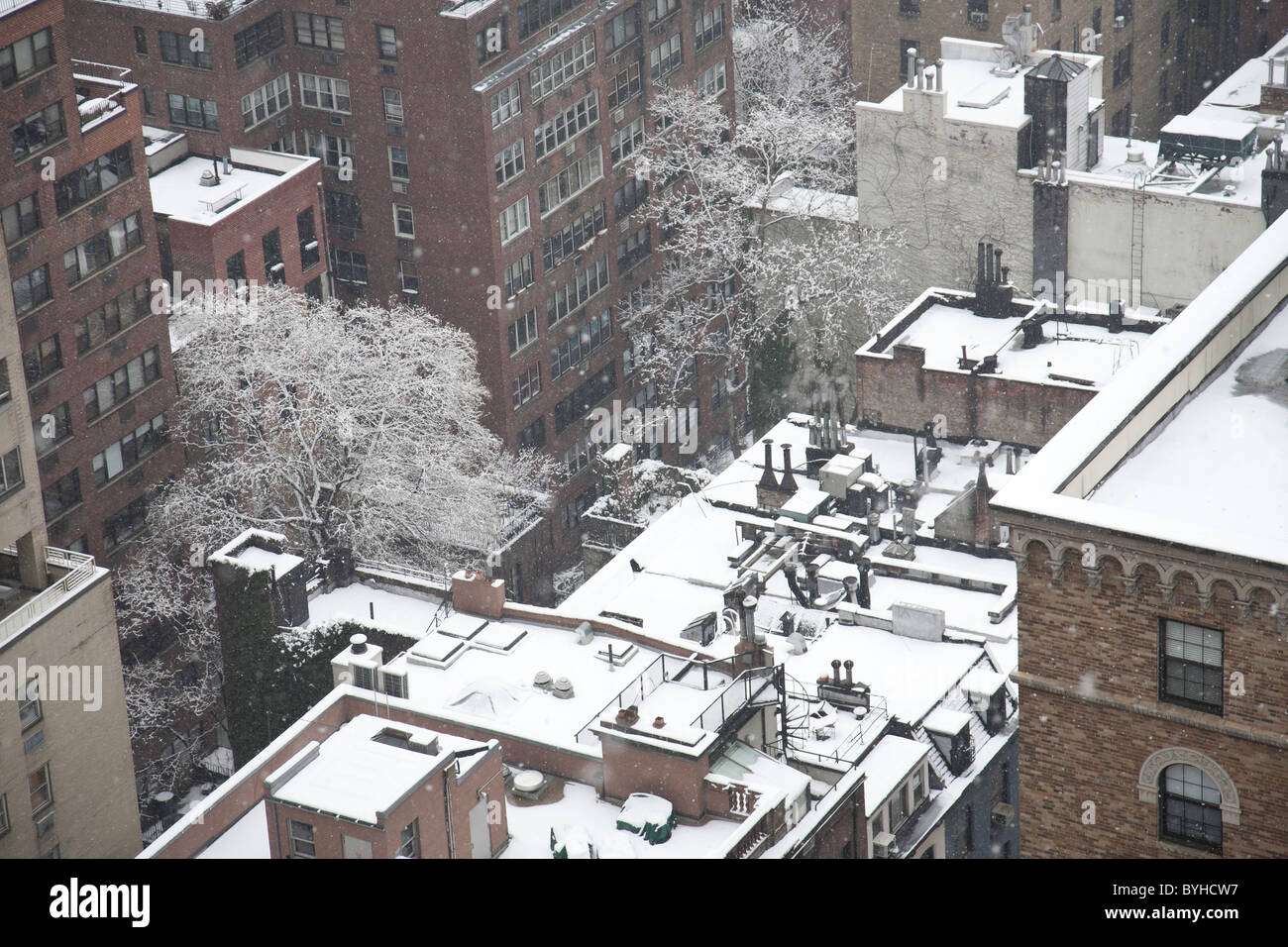 Snow Covered Rooftops, Midtown, NYC 2011 Stock Photo Alamy