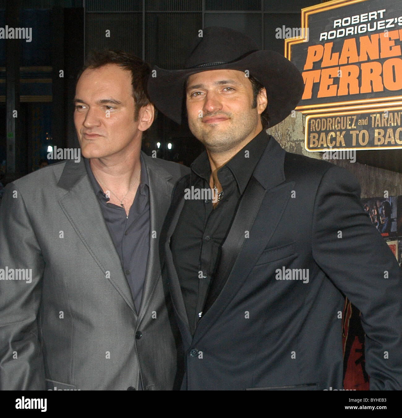 Quentin Tarantino and Robert Rodriguez premiere of 'Grindhouse' at The Orpheum Theatre - arrivals Los Angeles, California - Stock Photo