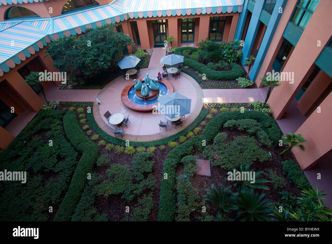 Court yard in the Swan Resort Disney World Orlando Fl Stock Photo