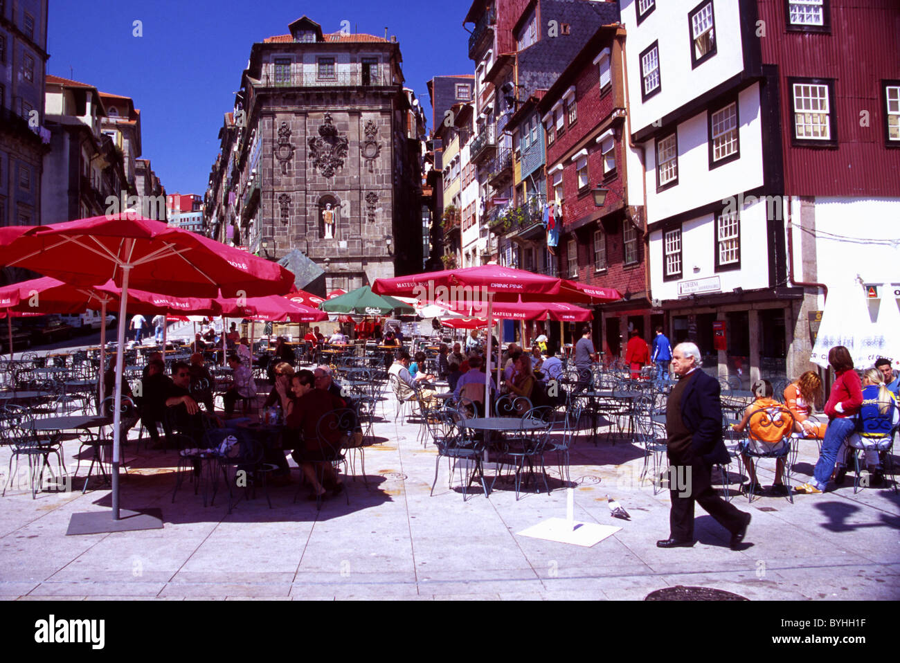 Cafe at Ribeira, Porto Portugal Stock Photo - Alamy