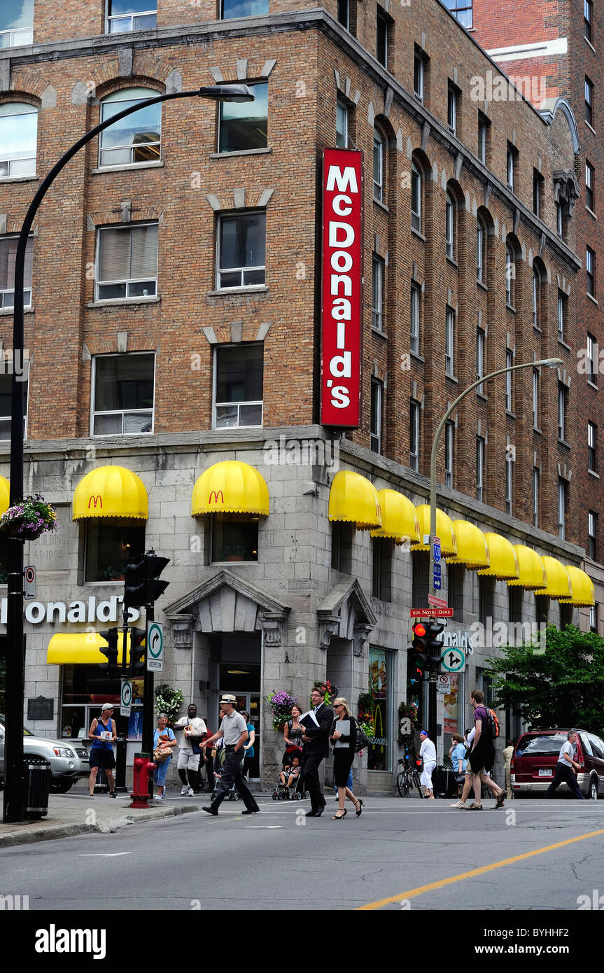 McDonalds Restaurant At Rue Notre Dame And Boulevard Saint Laurent Montreal Canada Stock Photo