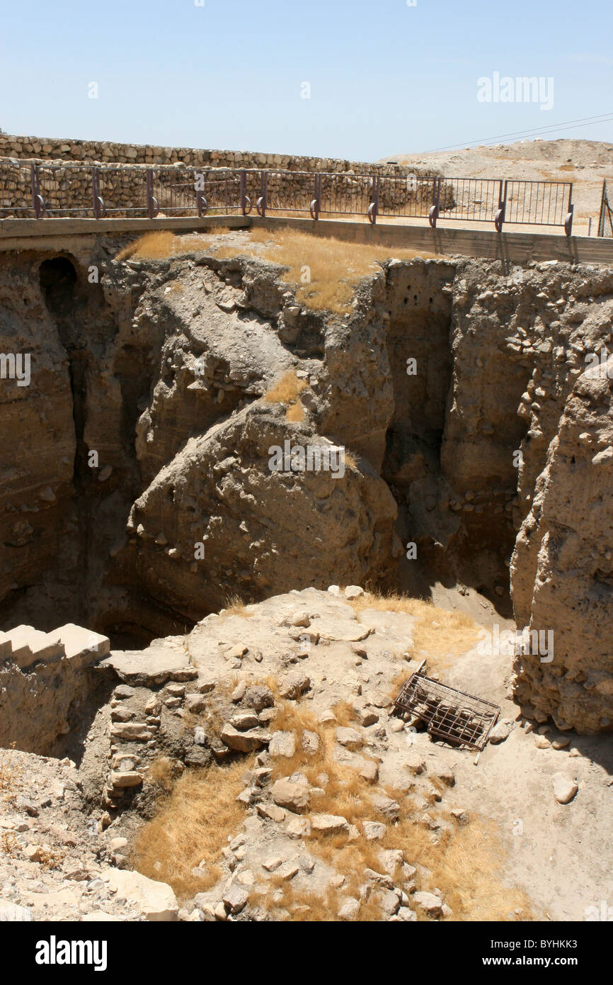 Excavated ruins of the ancient city of Old Jericho, Israel Stock Photo