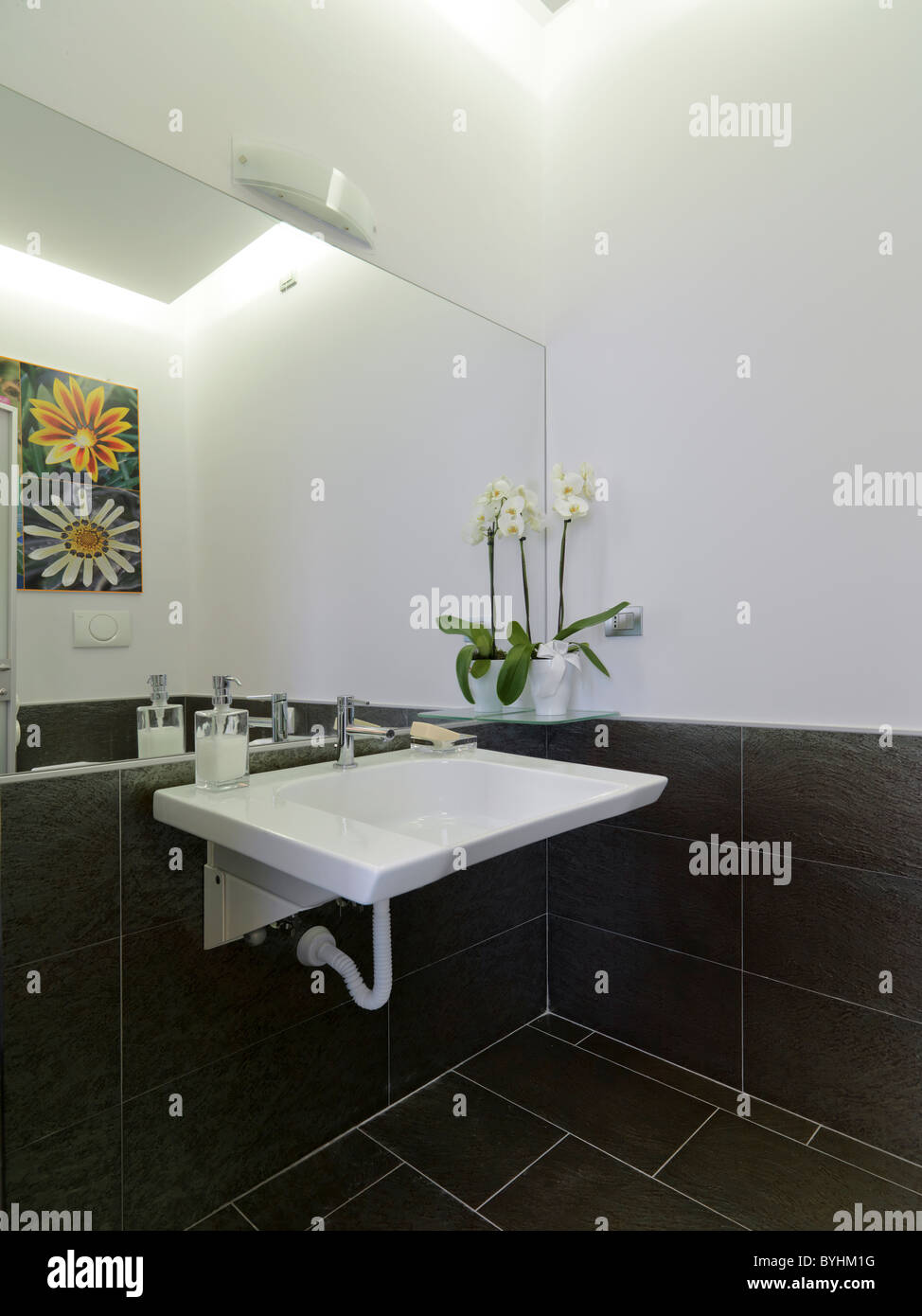 white ceramic washbasin in modern bathroom Stock Photo