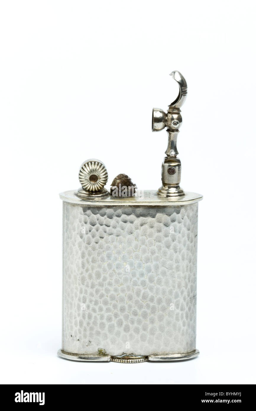 art deco cigarette lighter 1930s Art Deco Evans Silver-plated cigarette lighter Stock Photo